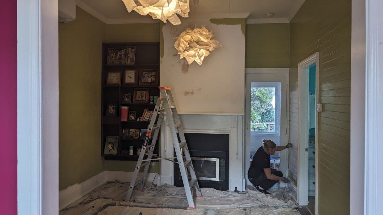 Interior painting in progress
